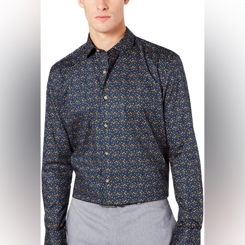Bar Ill Mens Blue with Orange Floral Stretch Slim